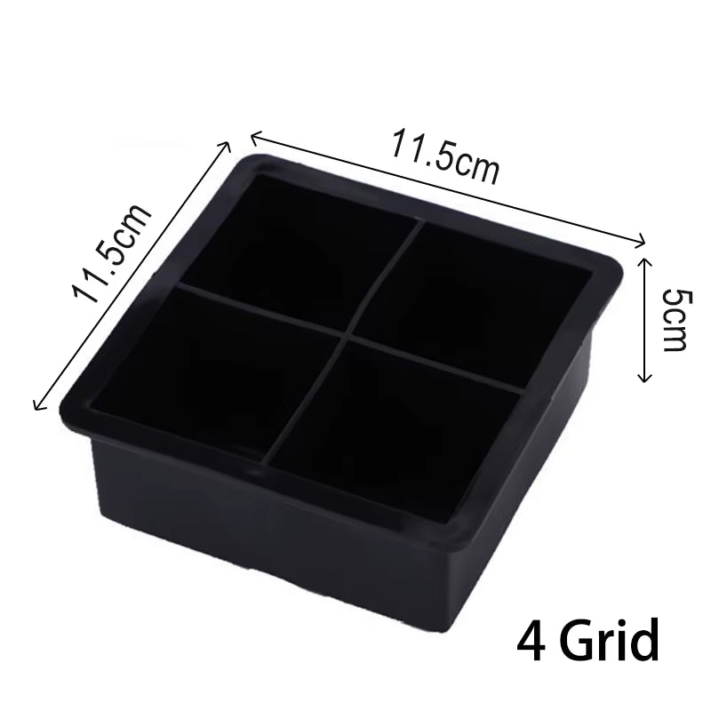 4/6/8/15 Grid Big Ice Tray Mold Box Large Food Grade Silicone Ice Cube Square Tray Mold Diy Bar Pub Wine Ice Blocks Maker Model