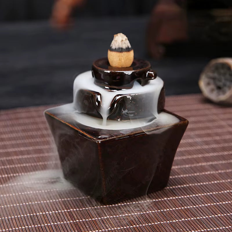 Creative Home Decor Backflow Stick Incense Burner Ceramic Censer Home Decoration Use in Home Teahouse Zen Yoga Decor -No Incense