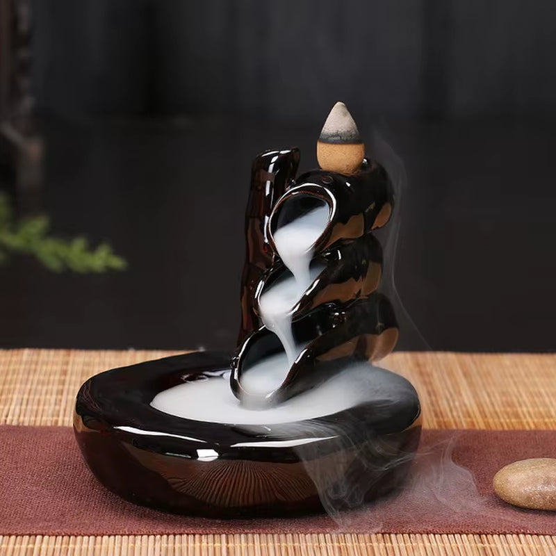Creative Home Decor Backflow Stick Incense Burner Ceramic Censer Home Decoration Use in Home Teahouse Zen Yoga Decor -No Incense