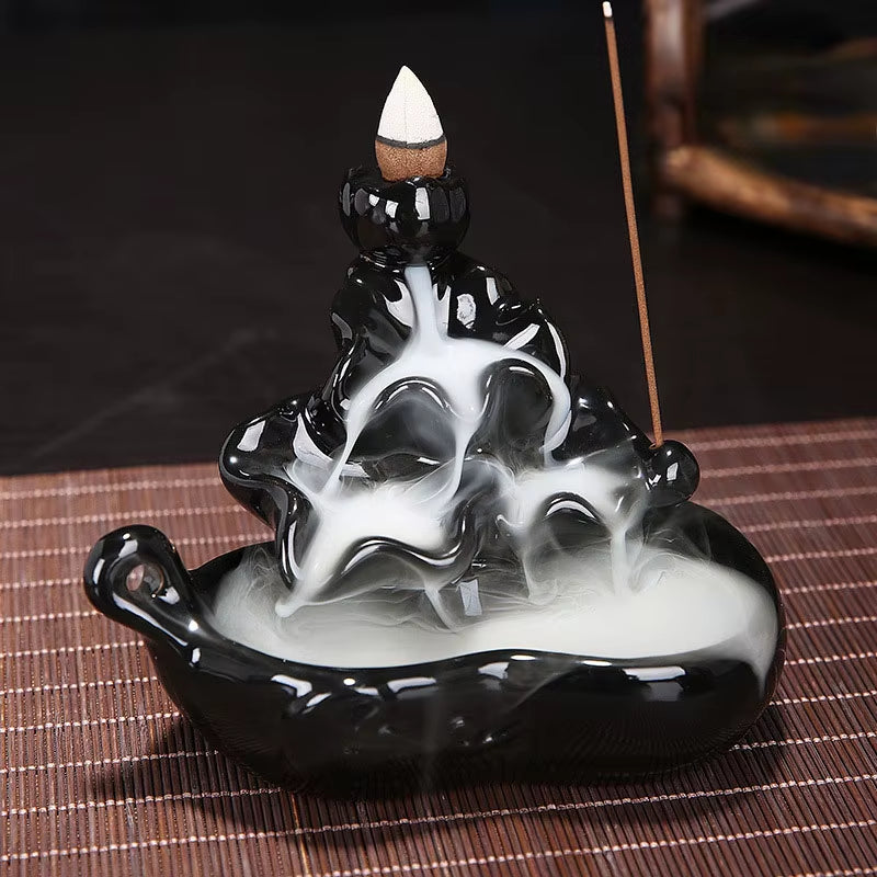 Creative Home Decor Backflow Stick Incense Burner Ceramic Censer Home Decoration Use in Home Teahouse Zen Yoga Decor -No Incense