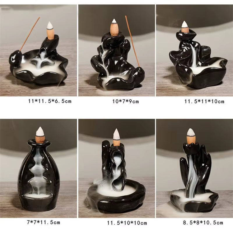Creative Home Decor Backflow Stick Incense Burner Ceramic Censer Home Decoration Use in Home Teahouse Zen Yoga Decor -No Incense