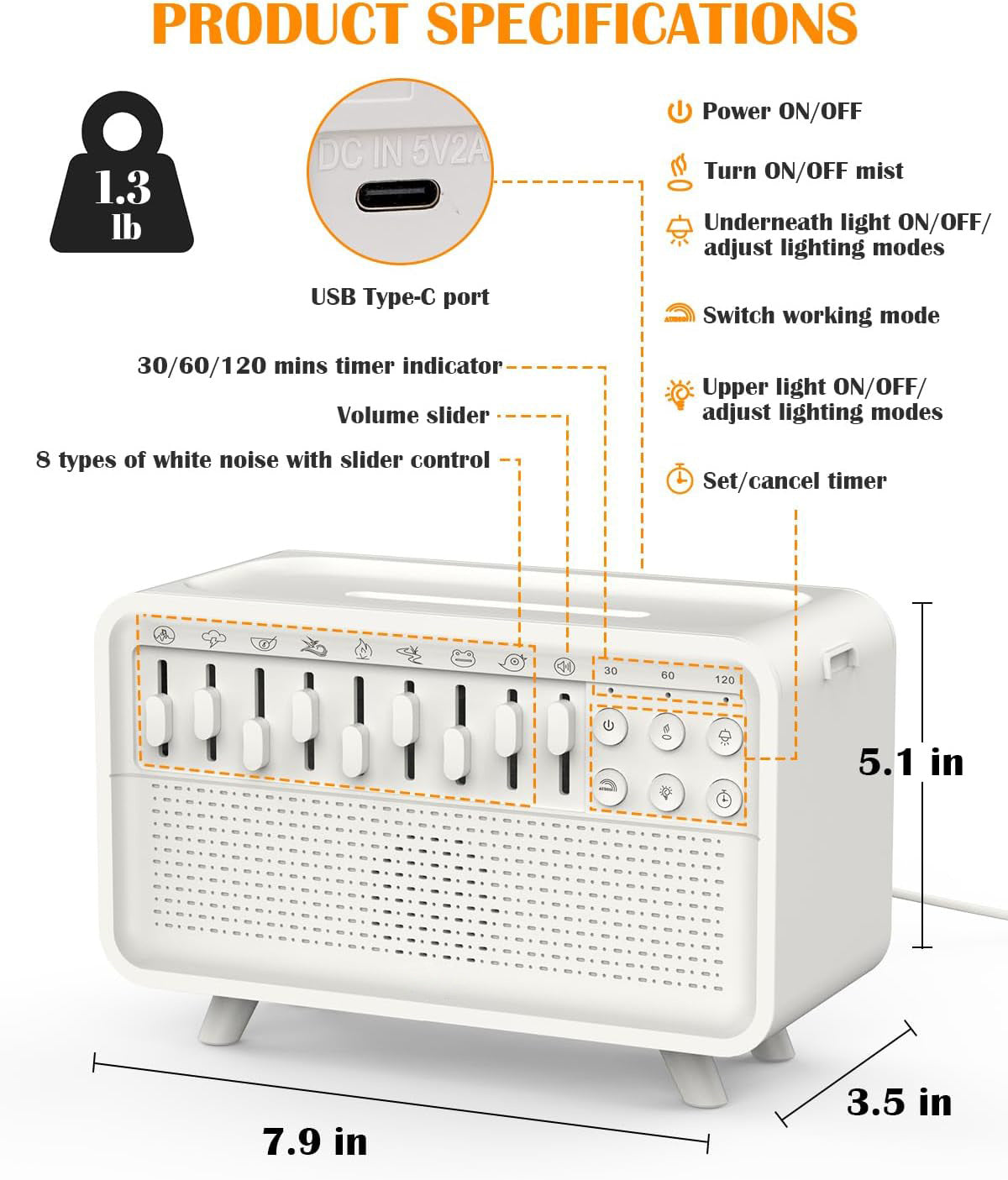 White Noise Night Light Humidifier