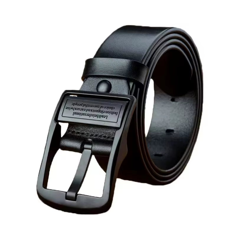 New Leather Cowhide Men'S Belt Fashion Metal Alloy Pin Buckle Adult Luxury Brand Jeans Business Casual Waist Male Strap Brand