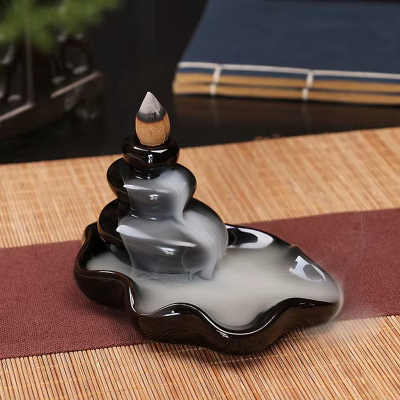 Creative Home Decor Backflow Stick Incense Burner Ceramic Censer Home Decoration Use in Home Teahouse Zen Yoga Decor -No Incense