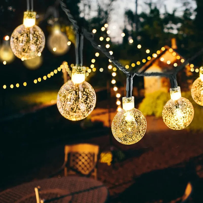 Solar Crystal Globe LED String Lights