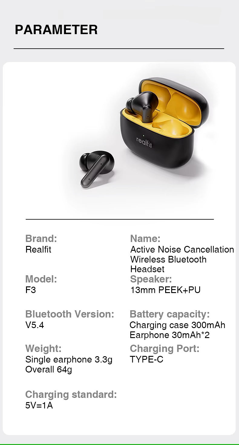 F3 ANC Active Noice Cancellation Bluetooth Earphones