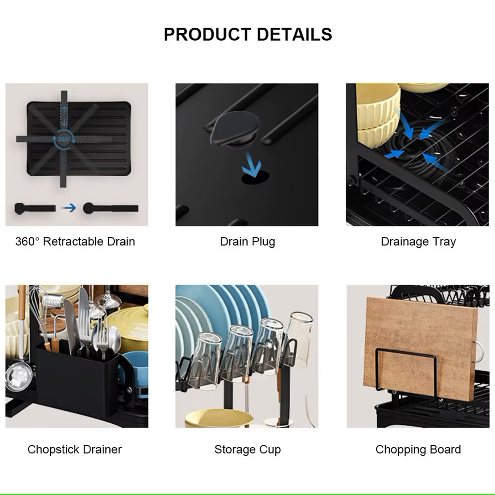 360° Rotating Drying Rack with Drain