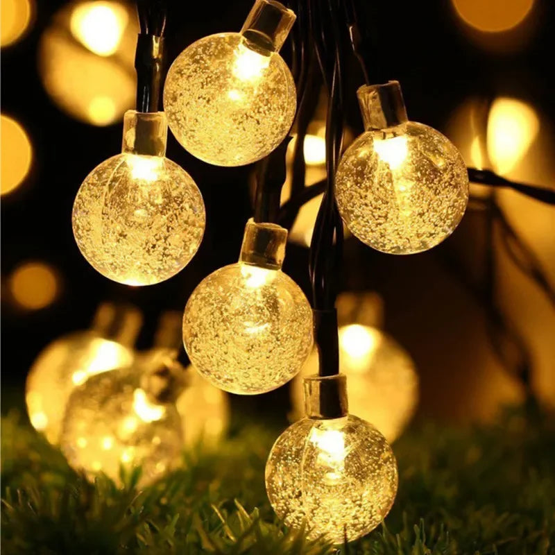 Solar Crystal Globe LED String Lights