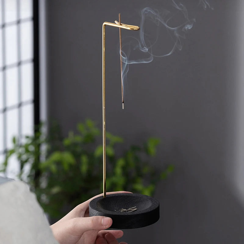 Creative Upside down Incense Burner Incense Stick Holder Wooden round Incense Tray Ornament Bedroom Home Yoga Decoration Crafts