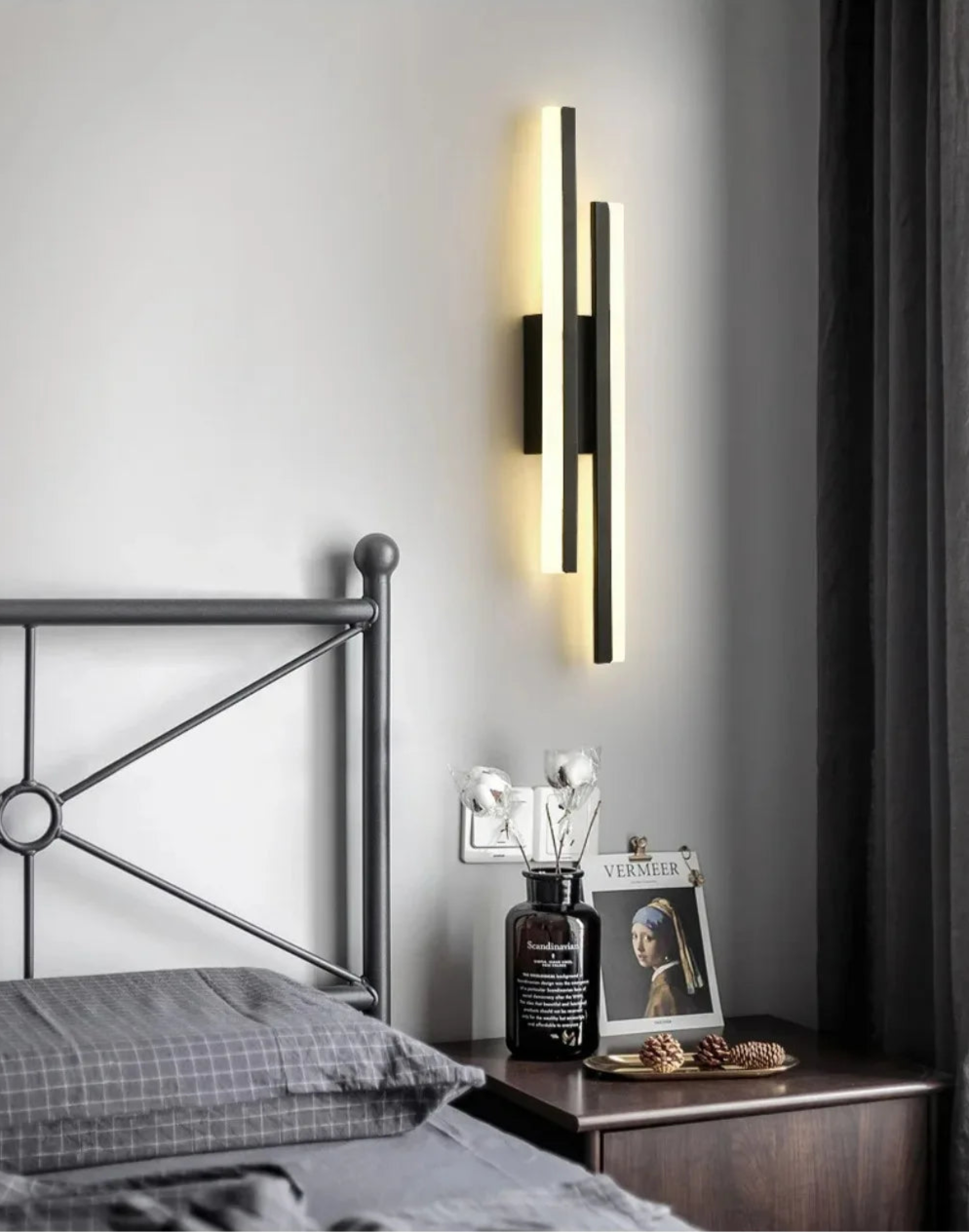 Modern Ledwall Lamp Wall Sconces Copper Line Pipe Acrylic Lampshade Indoor Lighting for Living Room Corridor Light Fixture