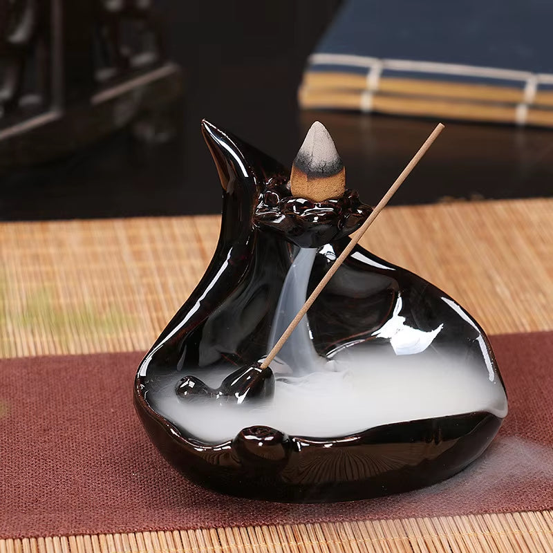 Creative Home Decor Backflow Stick Incense Burner Ceramic Censer Home Decoration Use in Home Teahouse Zen Yoga Decor -No Incense