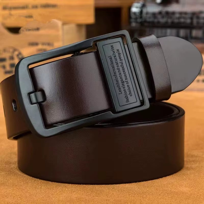 New Leather Cowhide Men'S Belt Fashion Metal Alloy Pin Buckle Adult Luxury Brand Jeans Business Casual Waist Male Strap Brand