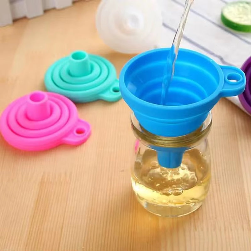 Mini Foldable Funnel Silicone Collapsible Portable Funnels for Fuel Hopper Beer Oil Kitchen Accessories Tools Items