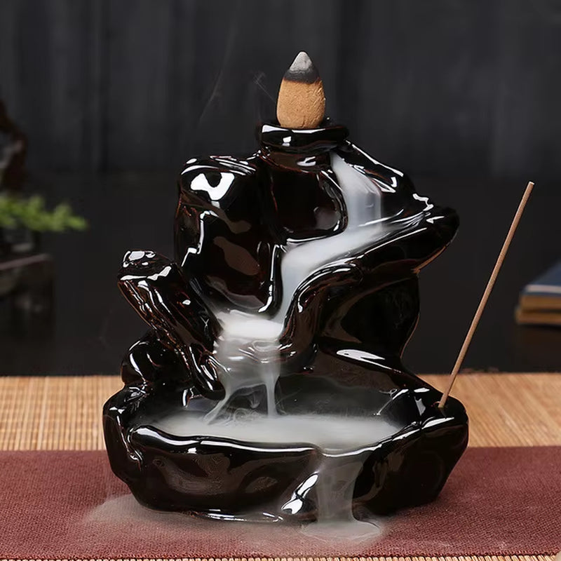 Creative Home Decor Backflow Stick Incense Burner Ceramic Censer Home Decoration Use in Home Teahouse Zen Yoga Decor -No Incense