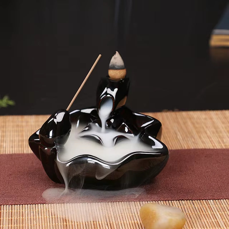 Creative Home Decor Backflow Stick Incense Burner Ceramic Censer Home Decoration Use in Home Teahouse Zen Yoga Decor -No Incense