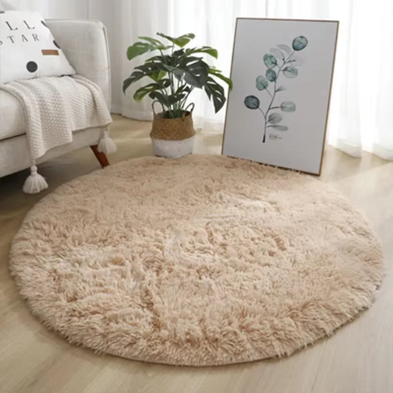 Super Soft round Rug Pad White Carpet Living Room Bedroom Kids Room Play Area Floor Mats Home Decor Rugs