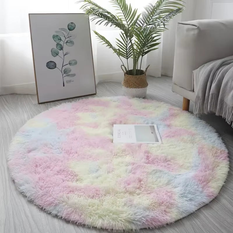 Super Soft round Rug Pad White Carpet Living Room Bedroom Kids Room Play Area Floor Mats Home Decor Rugs