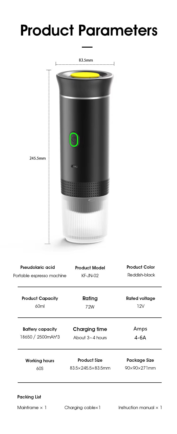 Wireless Portable Espresso Coffee Machine