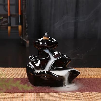 Creative Home Decor Backflow Stick Incense Burner Ceramic Censer Home Decoration Use in Home Teahouse Zen Yoga Decor -No Incense