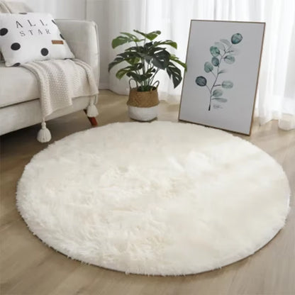 Super Soft round Rug Pad White Carpet Living Room Bedroom Kids Room Play Area Floor Mats Home Decor Rugs