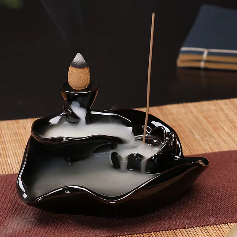 Creative Home Decor Backflow Stick Incense Burner Ceramic Censer Home Decoration Use in Home Teahouse Zen Yoga Decor -No Incense