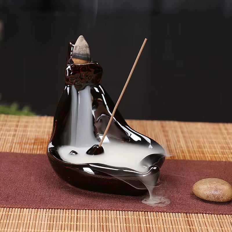Creative Home Decor Backflow Stick Incense Burner Ceramic Censer Home Decoration Use in Home Teahouse Zen Yoga Decor -No Incense