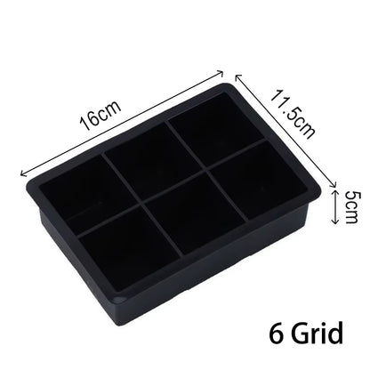 4/6/8/15 Grid Big Ice Tray Mold Box Large Food Grade Silicone Ice Cube Square Tray Mold Diy Bar Pub Wine Ice Blocks Maker Model