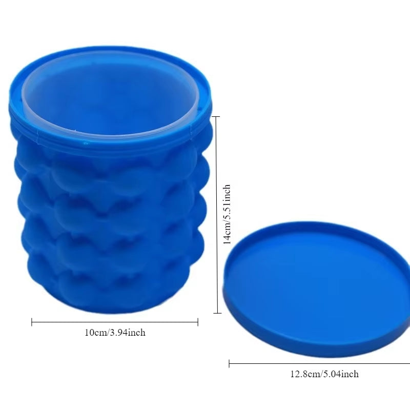 Ice Cube Mold Ice Tray Large Silicone Bucket (2-In-1) Ice Cube Maker Circular Portable Suitable for Summer Silicone Mold