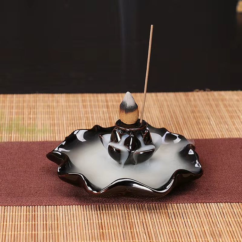 Creative Home Decor Backflow Stick Incense Burner Ceramic Censer Home Decoration Use in Home Teahouse Zen Yoga Decor -No Incense