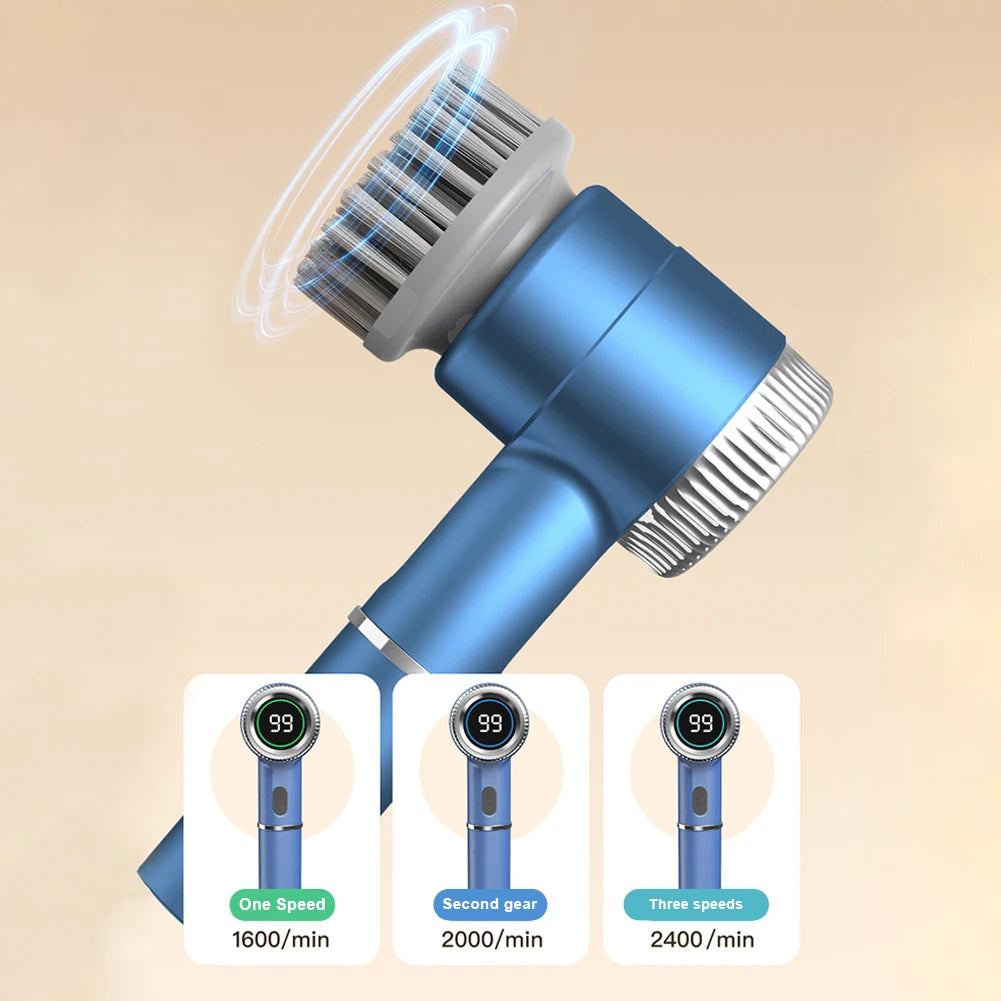 5 in 1 Kitchen Cleaning Brush USB Charging Portable Electric Scrubber Tools with 5 Replaceable Brush Heads for Kitchen Bathroom