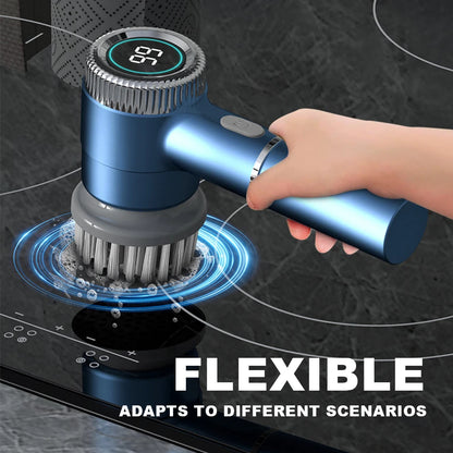 5 in 1 Kitchen Cleaning Brush USB Charging Portable Electric Scrubber Tools with 5 Replaceable Brush Heads for Kitchen Bathroom