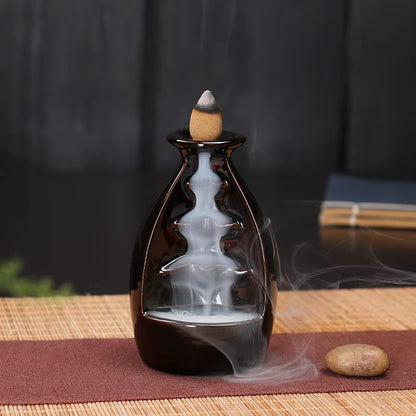 Creative Home Decor Backflow Stick Incense Burner Ceramic Censer Home Decoration Use in Home Teahouse Zen Yoga Decor -No Incense